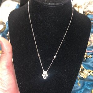 Swarovski Silver Crystal Pendant Necklace Hamsa Hand